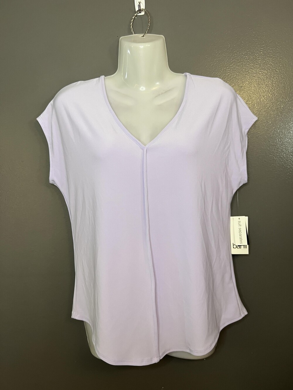 Bar III Blouse Womens XXS Purple Pearl Suit Separates V Neck Top NWT Stretch
